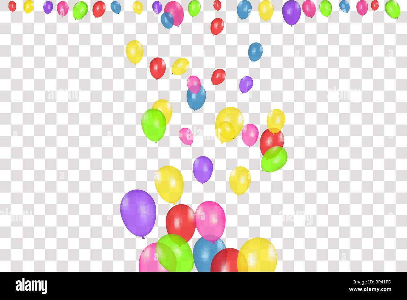 Color composition of vector realistic balloons isolated on transparent ...