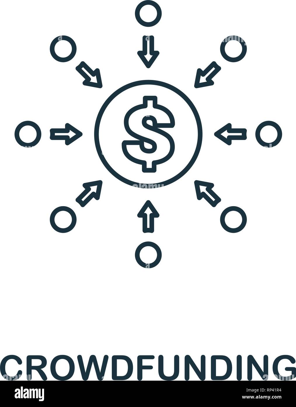 Crowdfunding outline icon. Thin line element from crowdfunding icons ...