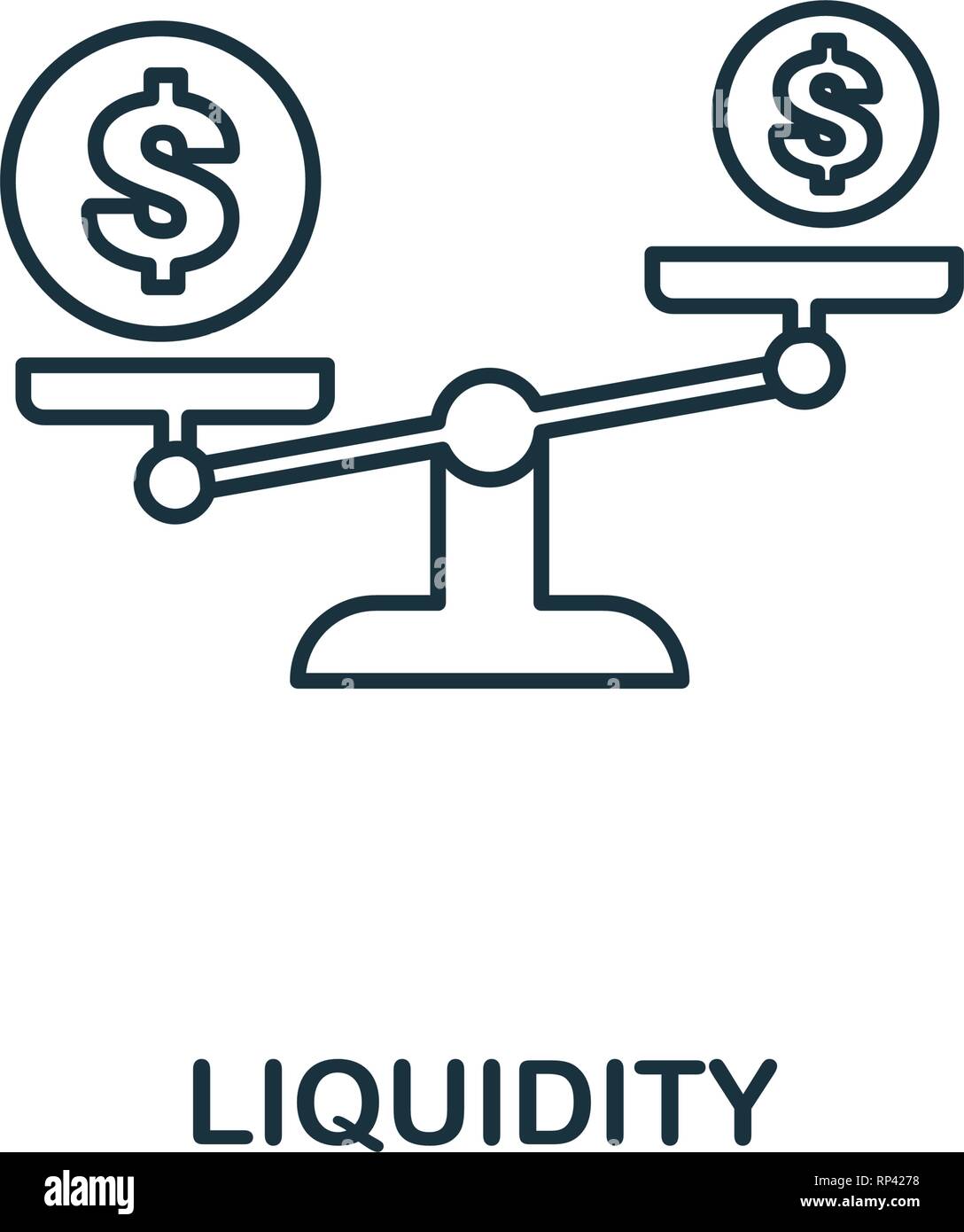 Liquidity outline icon. Thin line element from crowdfunding icons collection. UI and UX. Pixel perfect liquidity icon for web design, apps, software Stock Vector