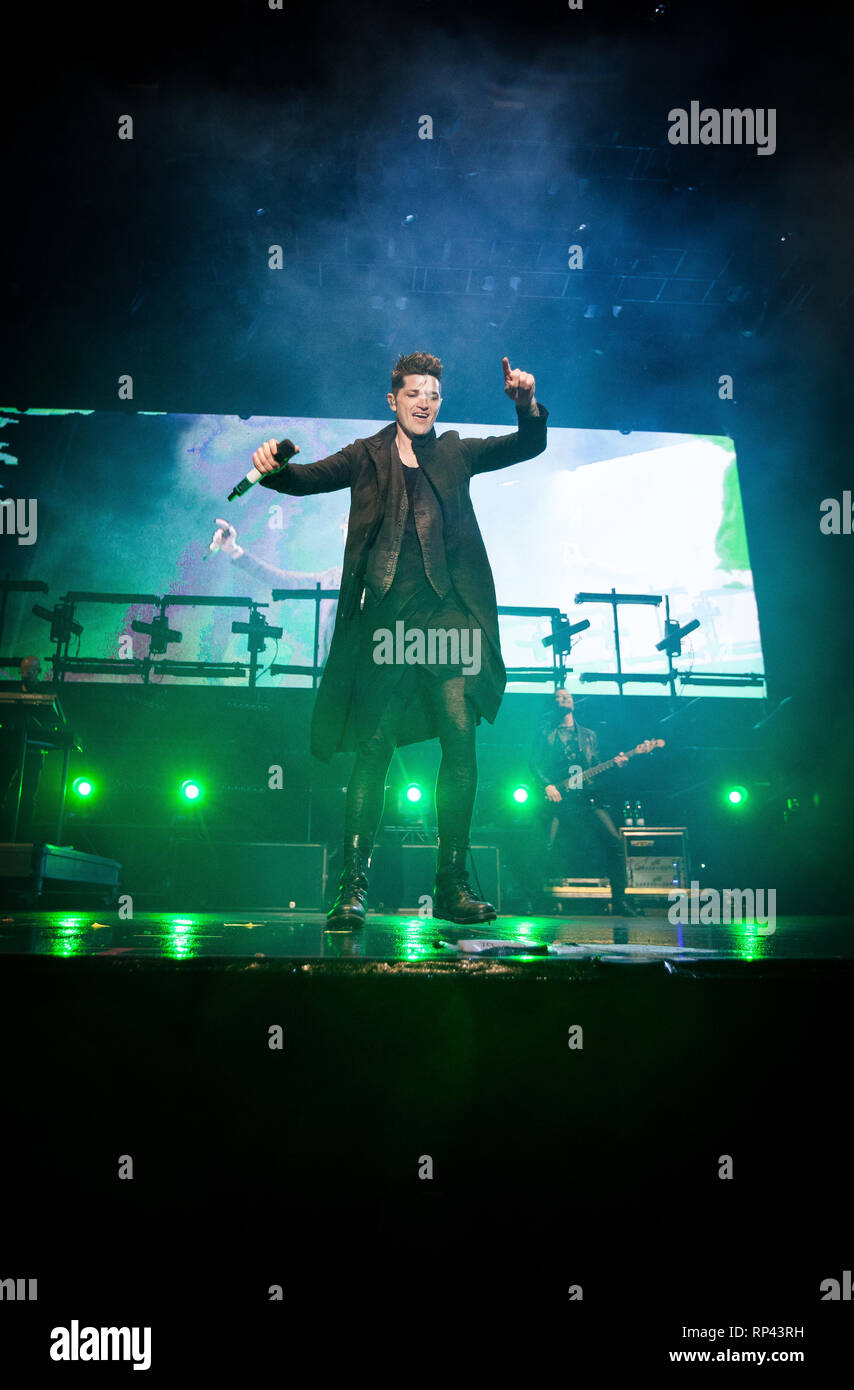 The Irish pop rock band The Script performs a live concert at the Danish music festival Jelling Festival 2015. Here singer and musician Danny O’Donoghue is seen live on stage. Denmark, 23/05 2015. EXCLUDING DENMARK. Stock Photo