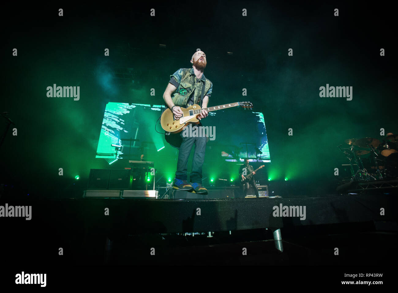 The Irish pop rock band The Script performs a live concert at the Danish music festival Jelling Festival 2015. Here guitarist Mark Sheehan is seen live on stage. Denmark, 23/05 2015. EXCLUDING DENMARK. Stock Photo