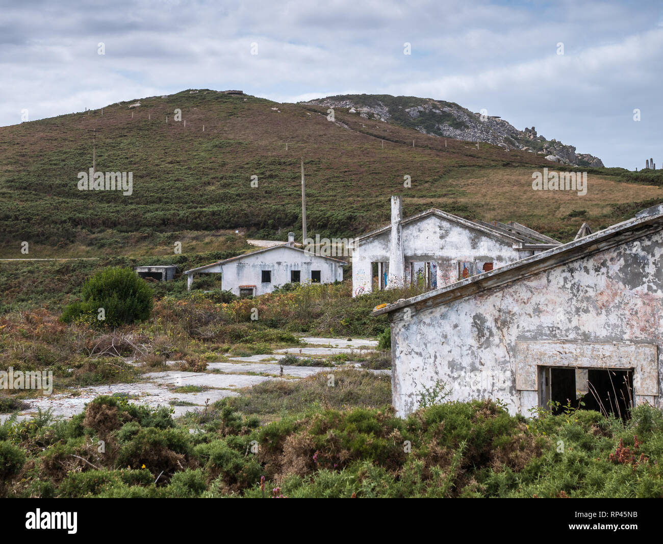 Ruins of an abandoned defense battery of the Spanish military at Cape Prior, Atlantic Coast, Ferrol, La Coruña, Spain Stock Photo