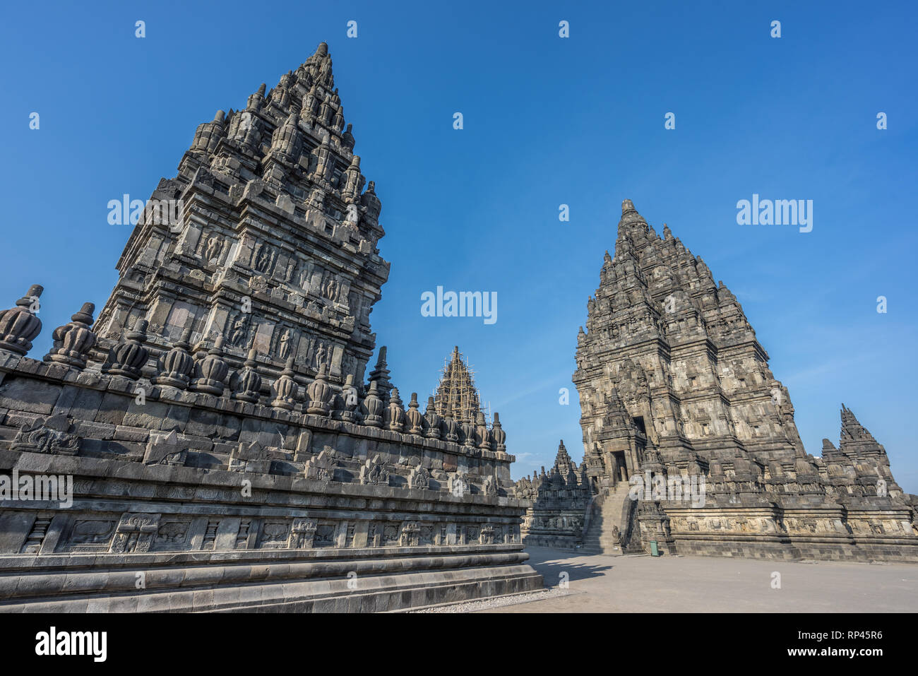 Prambanan temple complex. 9th century Hindu temple. Located near Yogyakarta on Central Java, Indonesia Stock Photo