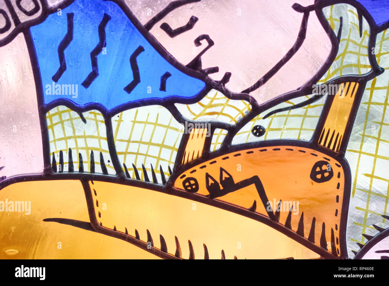 staine glass window Birkenhead Priory Stock Photo Alamy