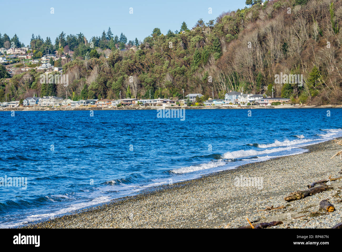 Waterfront homes in the Shorewood area of Burien, Washington Stock