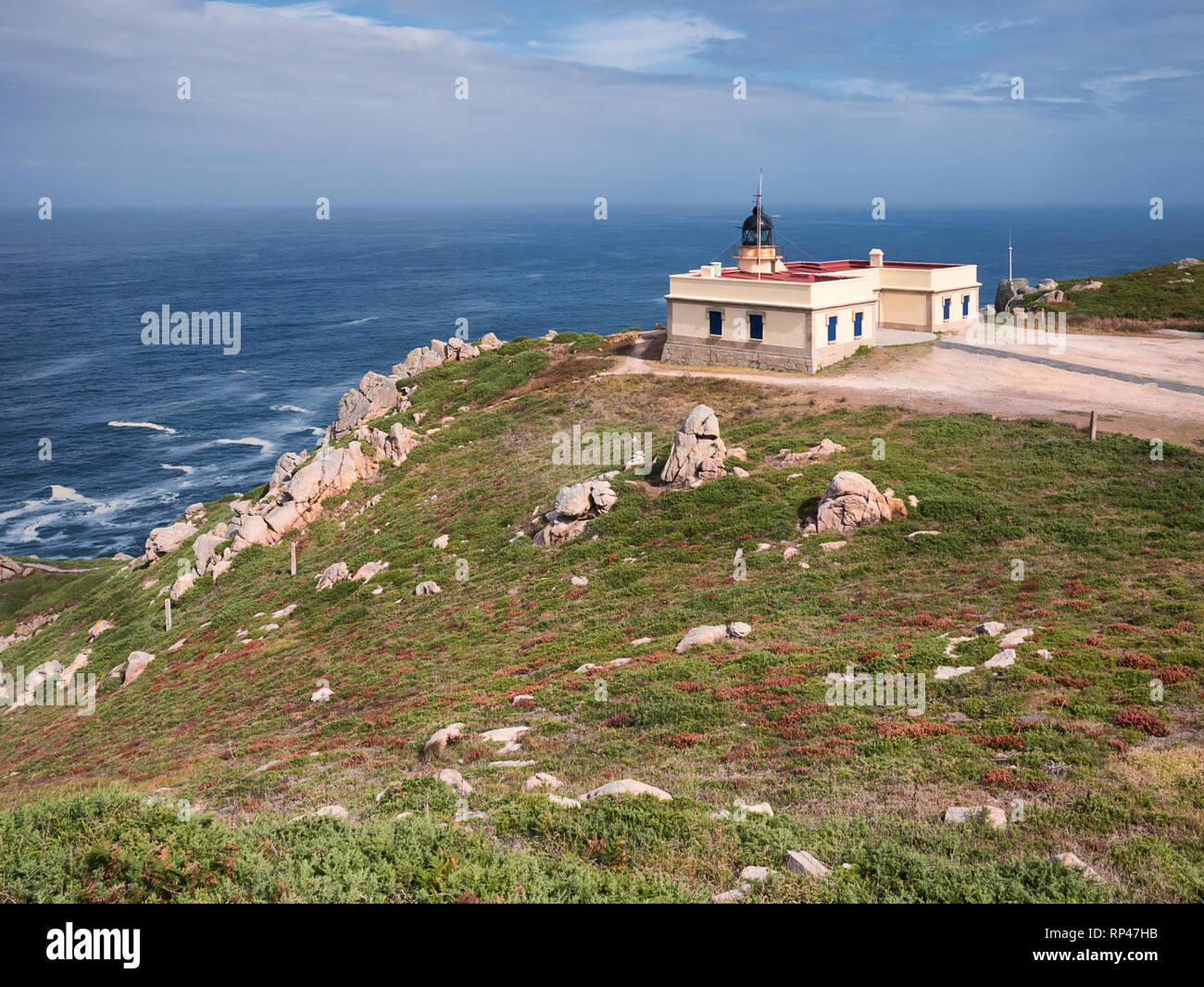 Lighthouse at Cape Prior, near Ferrol, La Coruna, Galicia, Spain Stock Photo
