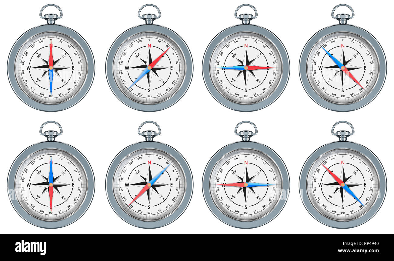 Set of Compasses with cardinal and intercardinal directions