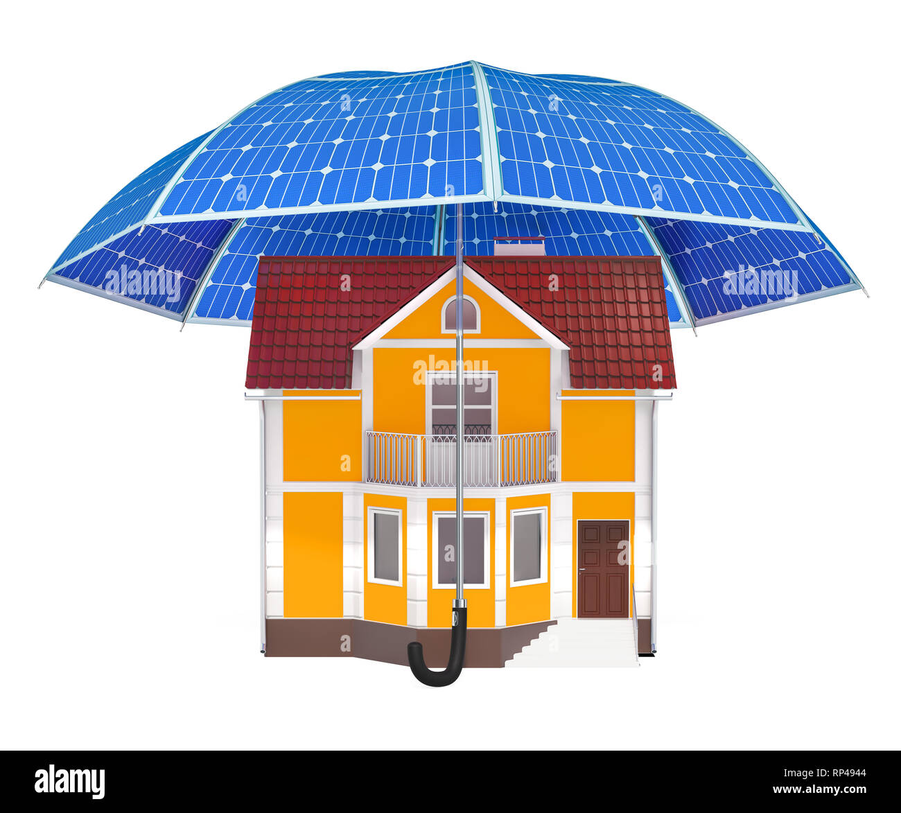 Solar Power System for Home concept, 3D rendering Stock Photo - Alamy