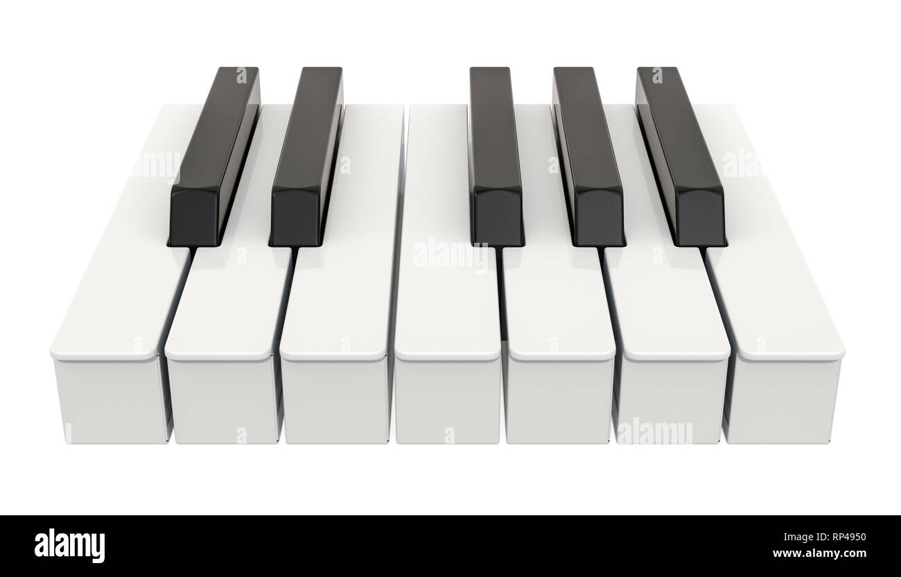 7 piano key one octave. Music concept. 3D rendering isolated on