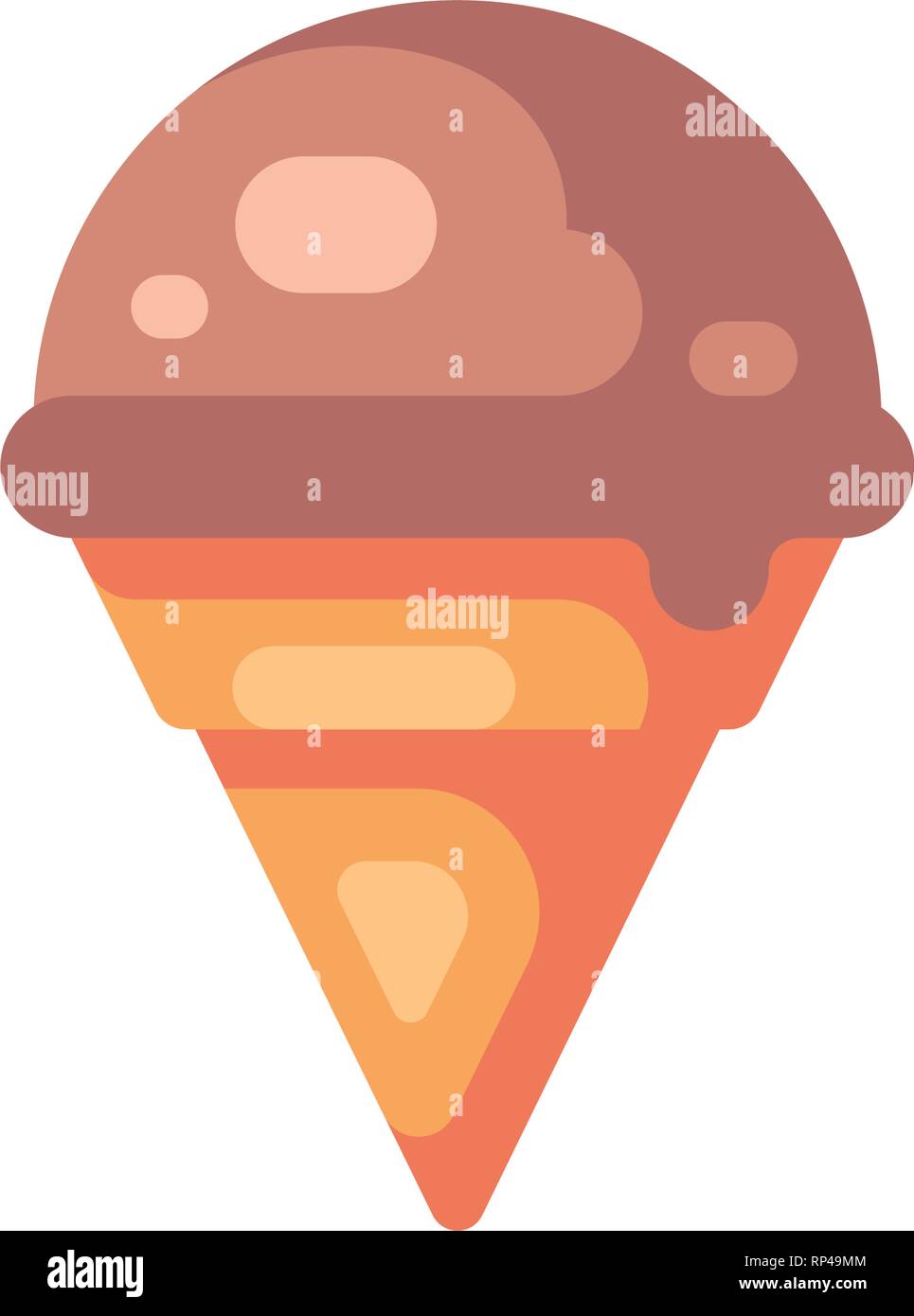 Chocolate ice cream cone flat icon Stock Vector Image & Art - Alamy