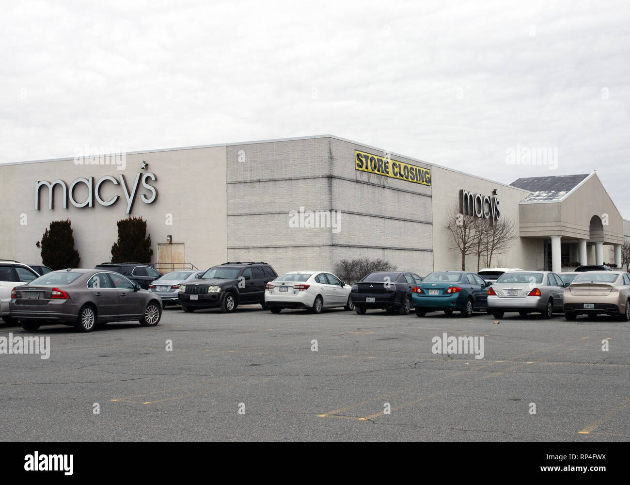 Macys Store Closing sign on building at Swansea Mall, Massachusetts USA