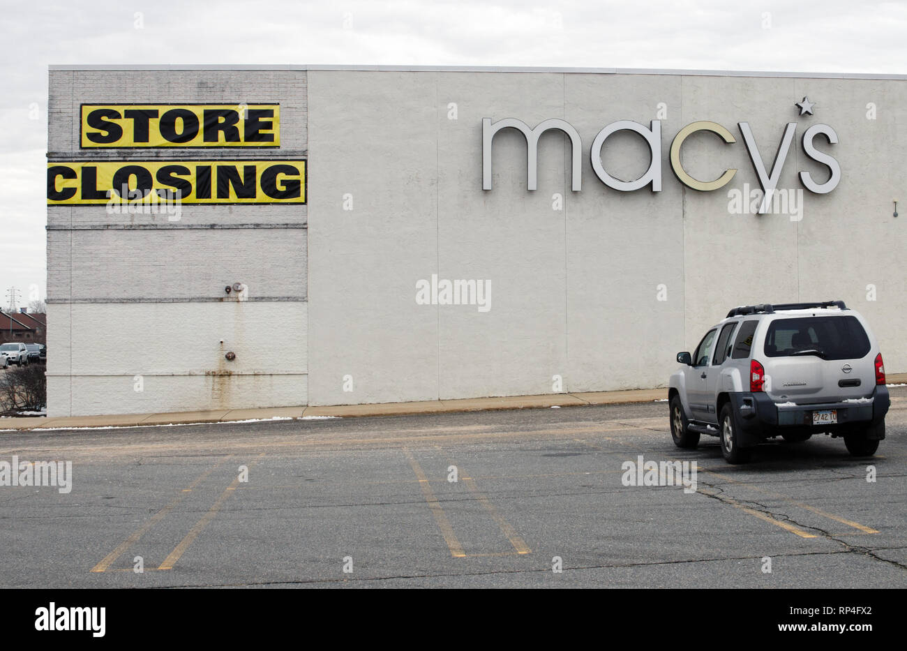 Macys Store Closing sign on building at Swansea Mall, Massachusetts USA