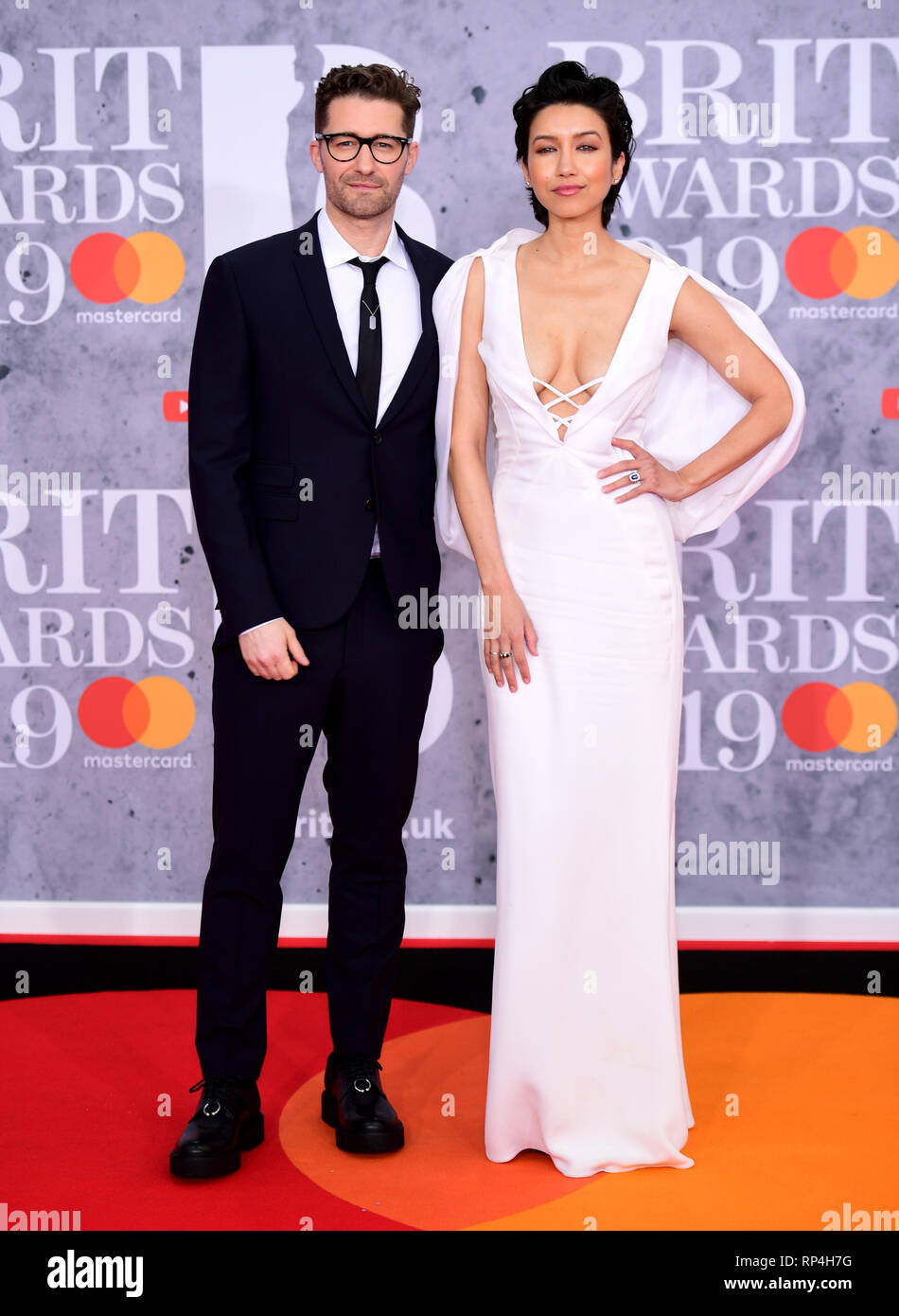 Matthew Morrison and Renee Puente attending the Brit Awards 2019 at the