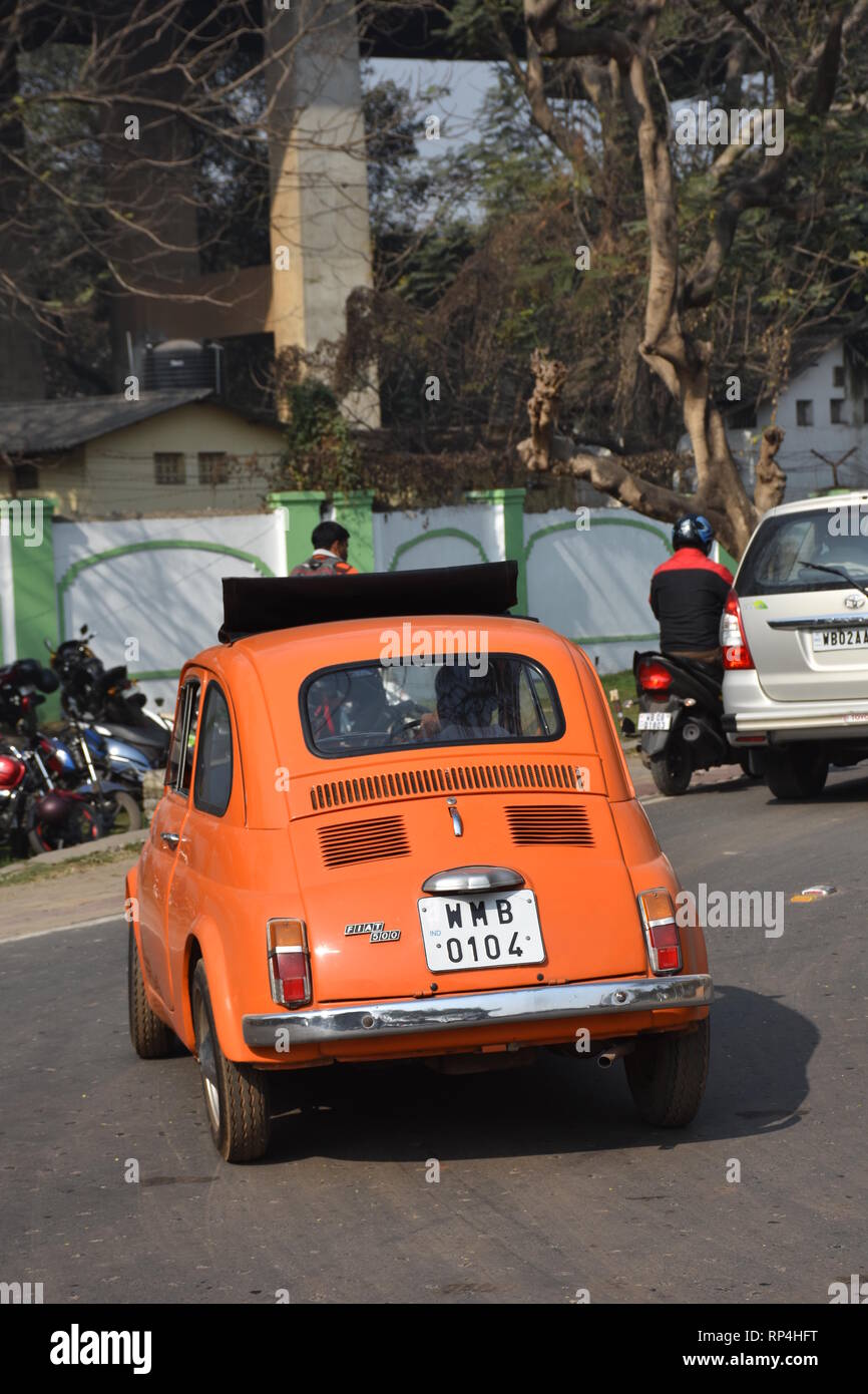 1972 Fiat 500 car with 8 hp engine. WMB 0104 India. Stock Photo