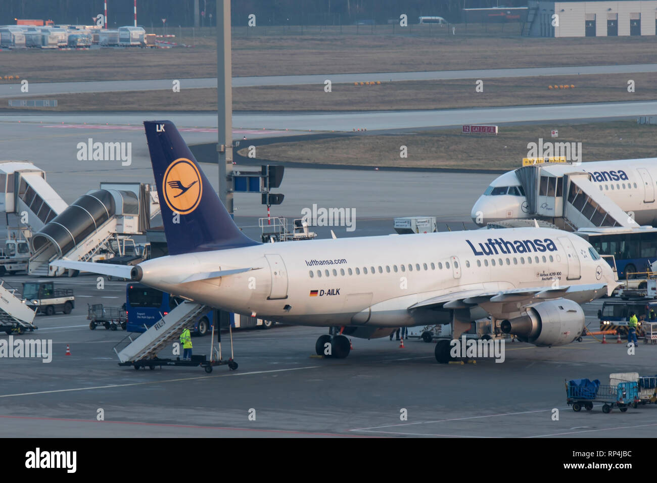 D-AILK Airbus A319 of Lufthansa parked at Frankfurt Airport 07/02/2018 Stock Photo