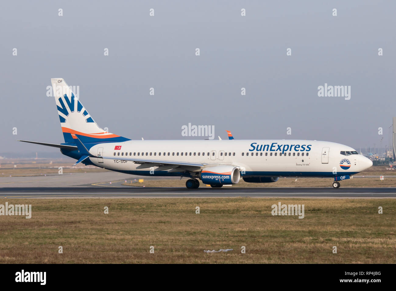 TC-SOF Boeing 737 of Sun Express or Turkey departing Frankfurt Airport 07/02/2018 Stock Photo