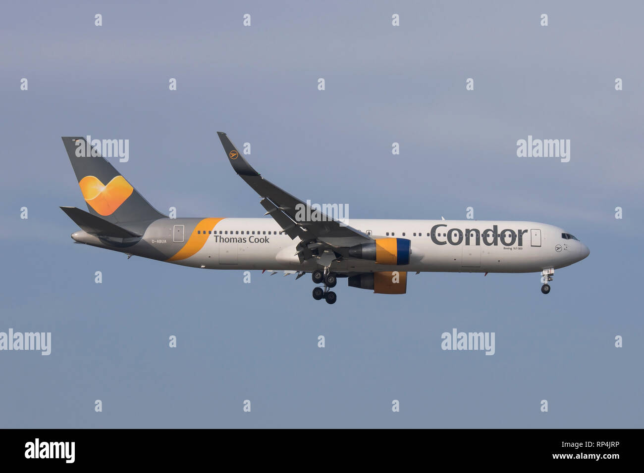D-ABUA Boeing 767 of Condor landing at Frankfurt Airport 07/02/2018 Stock Photo