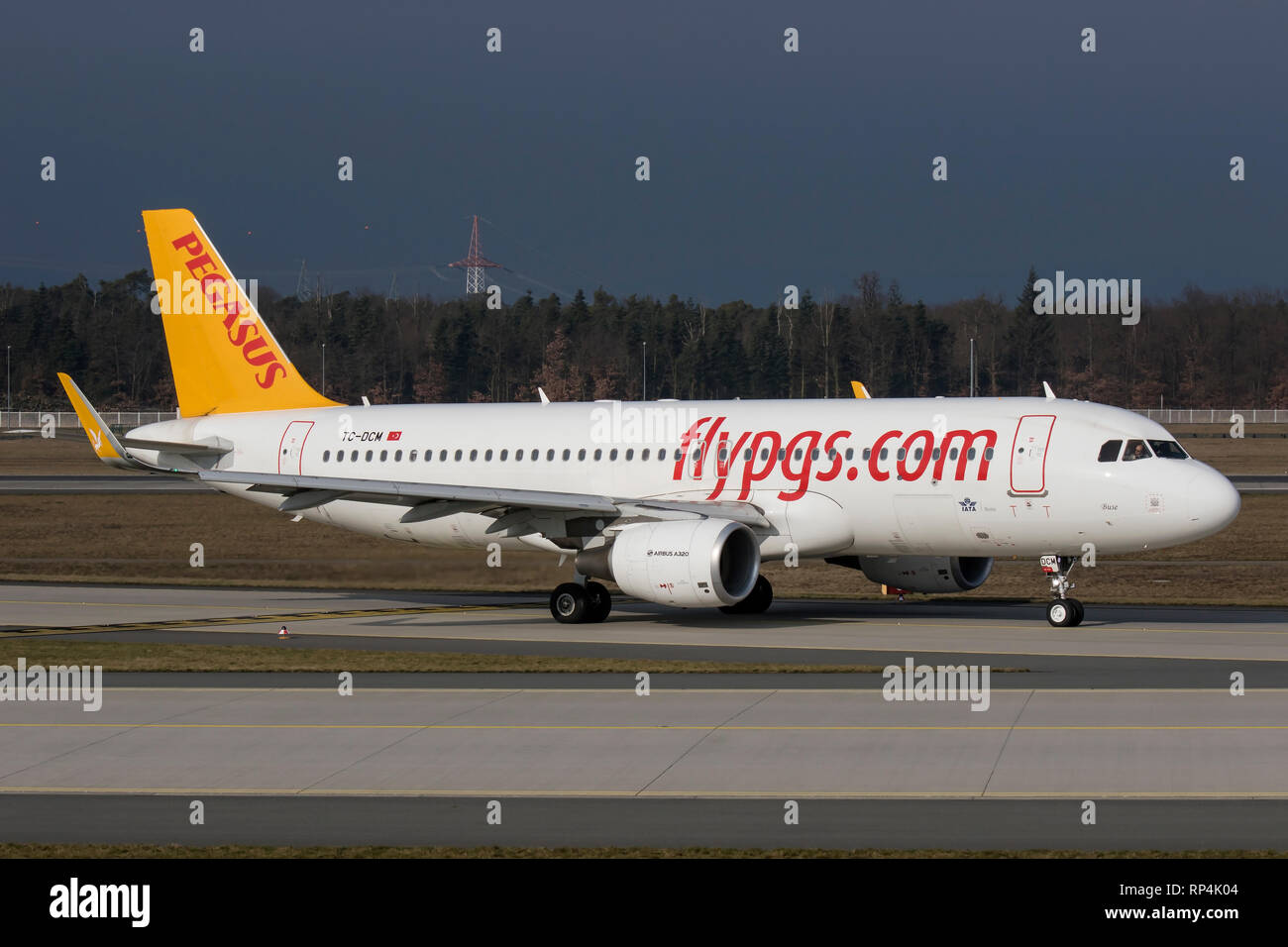 TC-DCM Airbus A320 of Pegasus flypgs.com landing at Frankfurt Airport Germany on 07/02/2018 Stock Photo