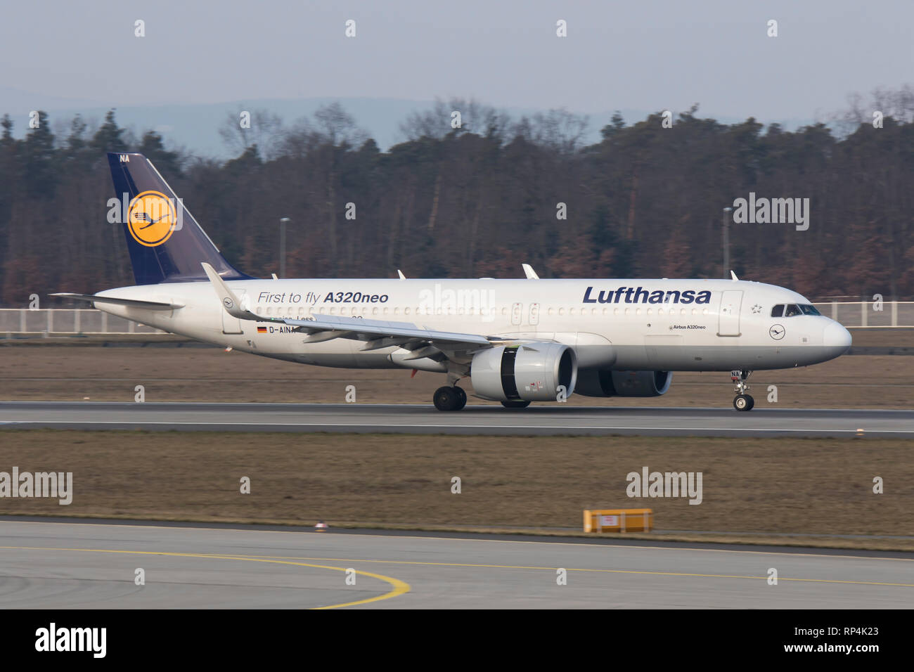 D-AINA Airbus A320 Neo of Lufthansa Airline landing at Frankfurt Germany on Airport 07/02/2018 Stock Photo