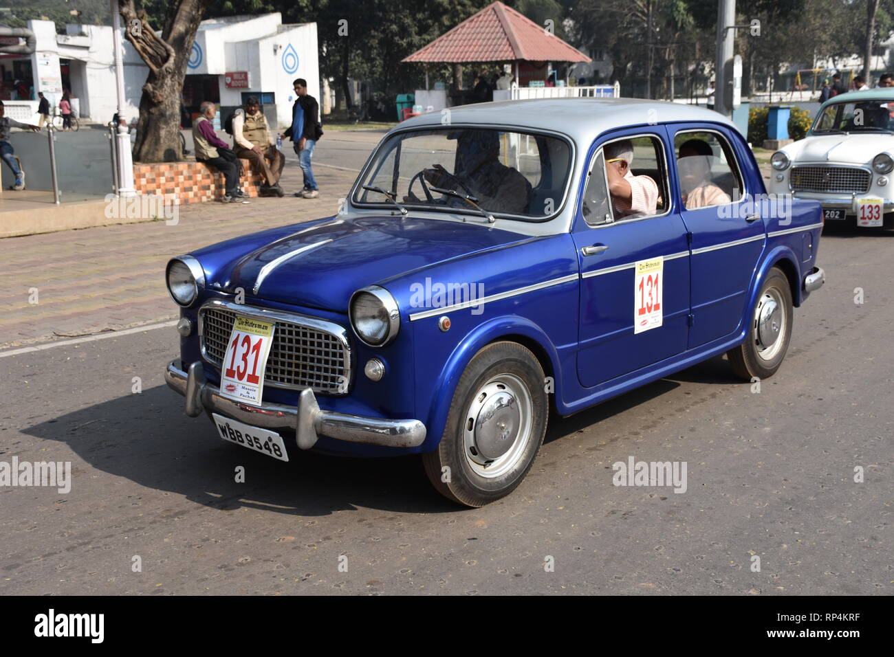 1962 Fiat car with 11 hp and 4 cylinder engine. WBB 9548 India. Stock Photo