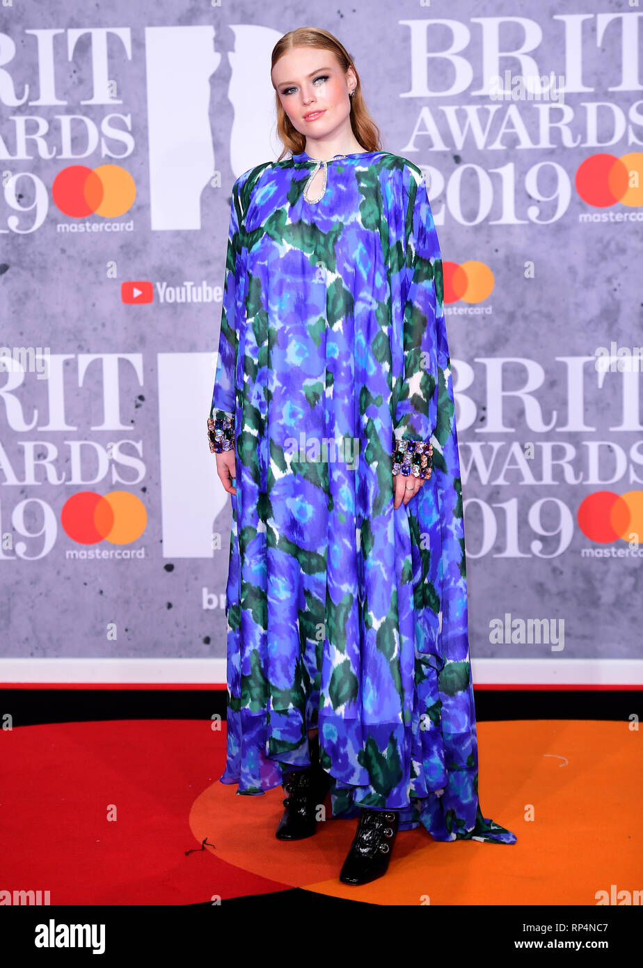 Freya Ridings attending the Brit Awards 2019 at the O2 Arena, London