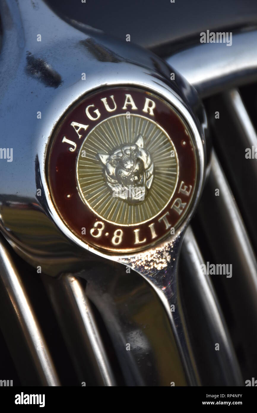 1963 Jaguar Mark 2 car logo with 3800 cc and 6 cylinder engine. UP 32 ...