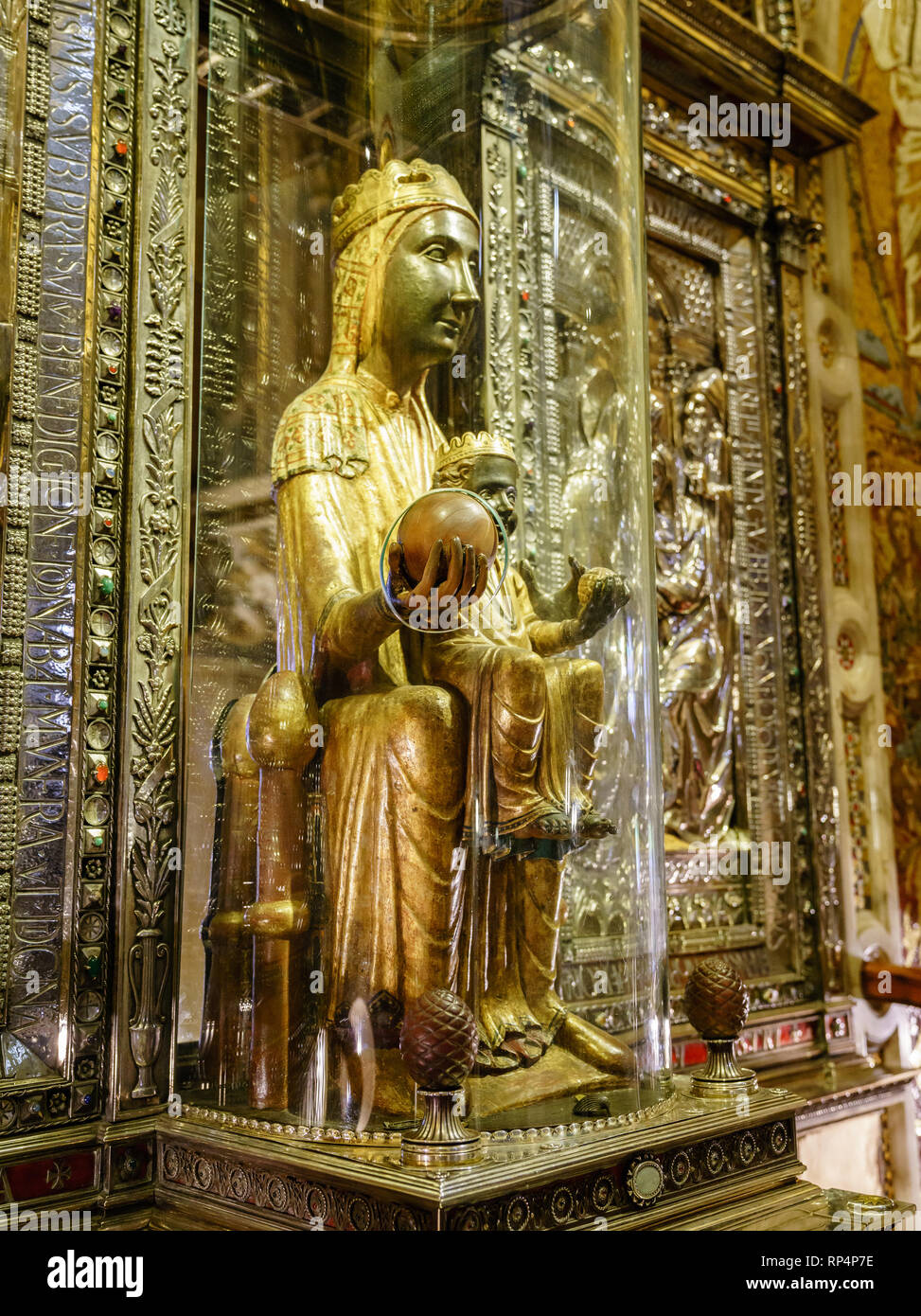 Montserrat, Spain, April 23, 2017: Image of the Virgin of Montserrat, aka Our Lady of Montserrat, aka Black Madonna Stock Photo