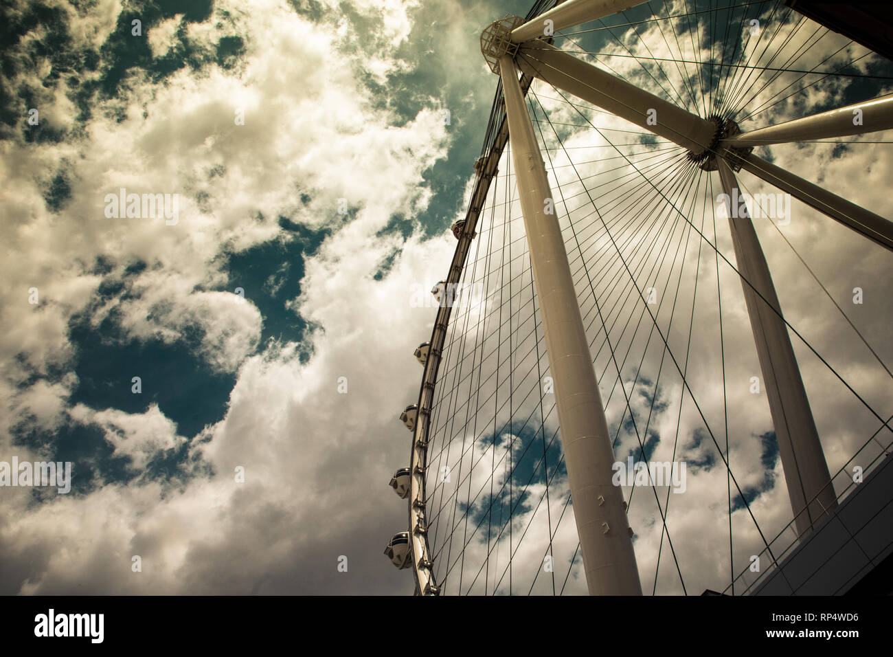 High Roller Ferris wheel with dramatic sky, Las Vegas Nevada Stock Photo