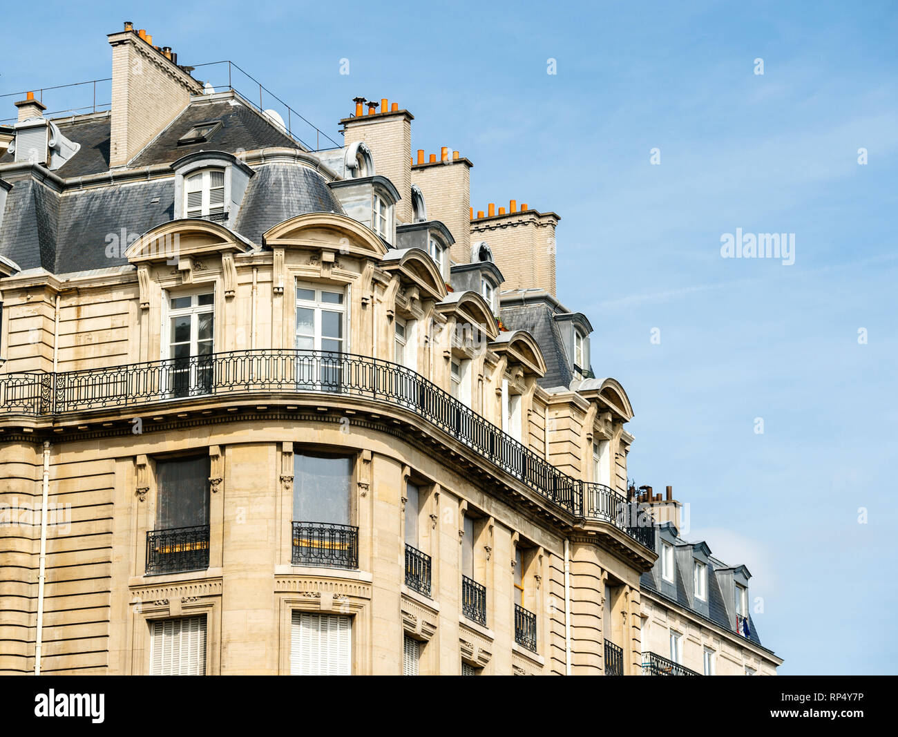 Typical Parisian architecture in central Paris with luxury apartments