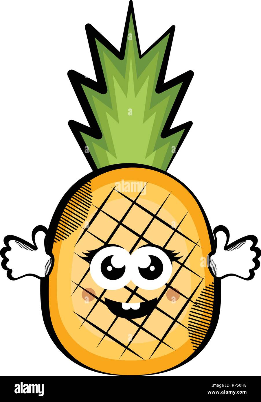 Happy pineapple cartoon. Colored sketch Stock Vector Image & Art - Alamy