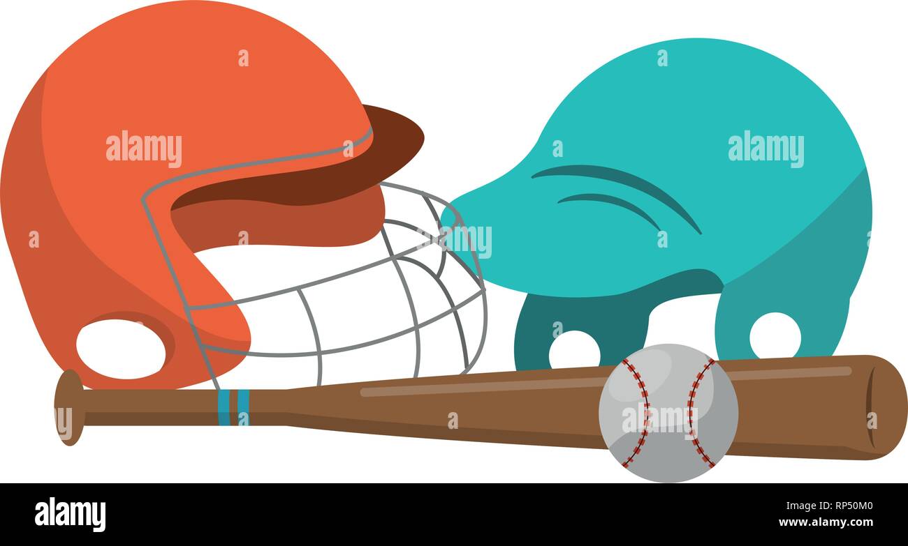 baseball helmets with bat and ball Stock Vector Image & Art - Alamy