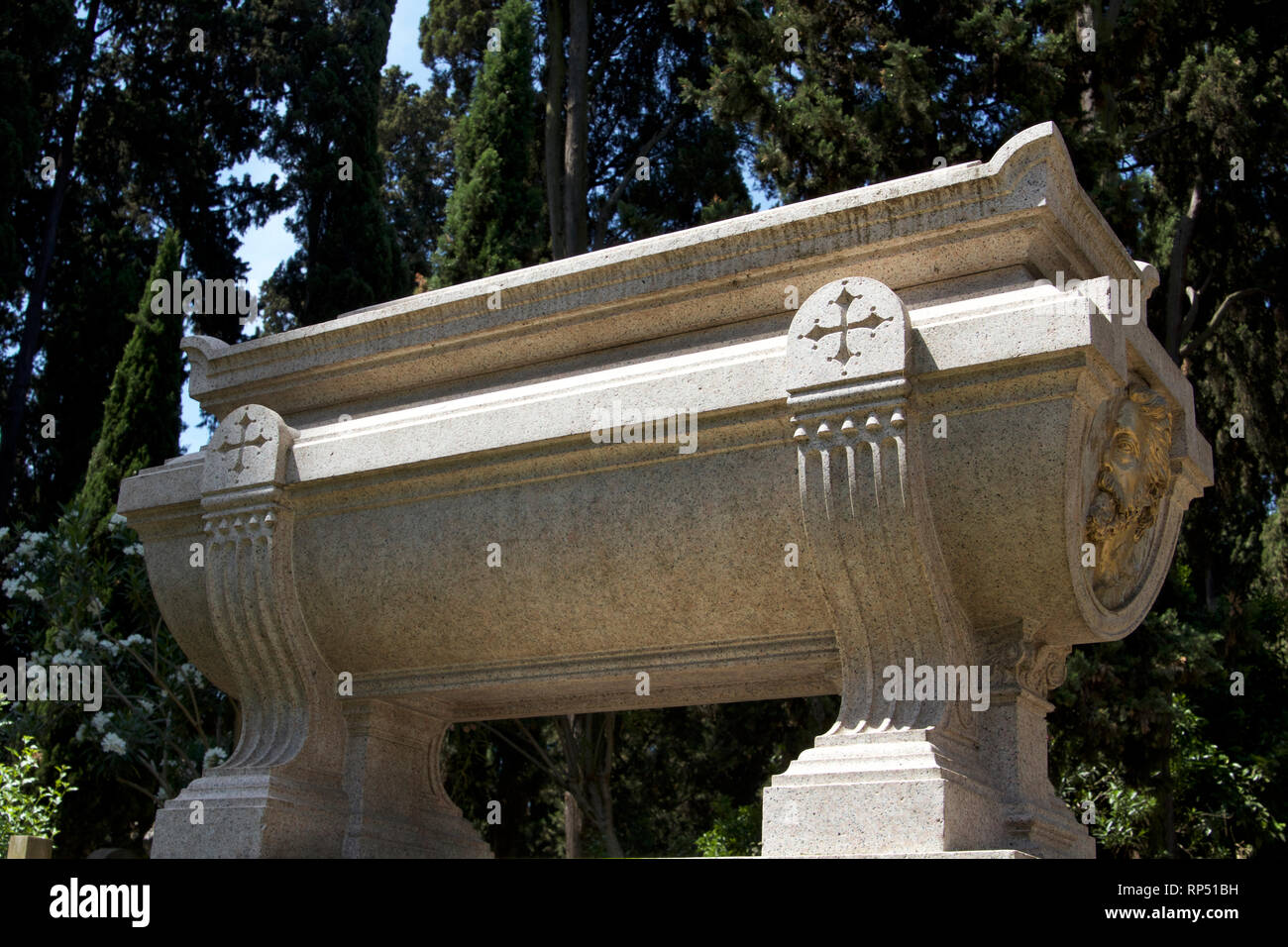 Roma-Raised Chest tomb at Protestant Englishmen's Cemetery Stock Photo