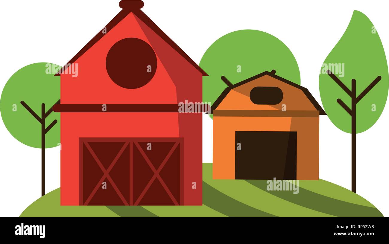 farm house and barn in nature Stock Vector Image & Art - Alamy
