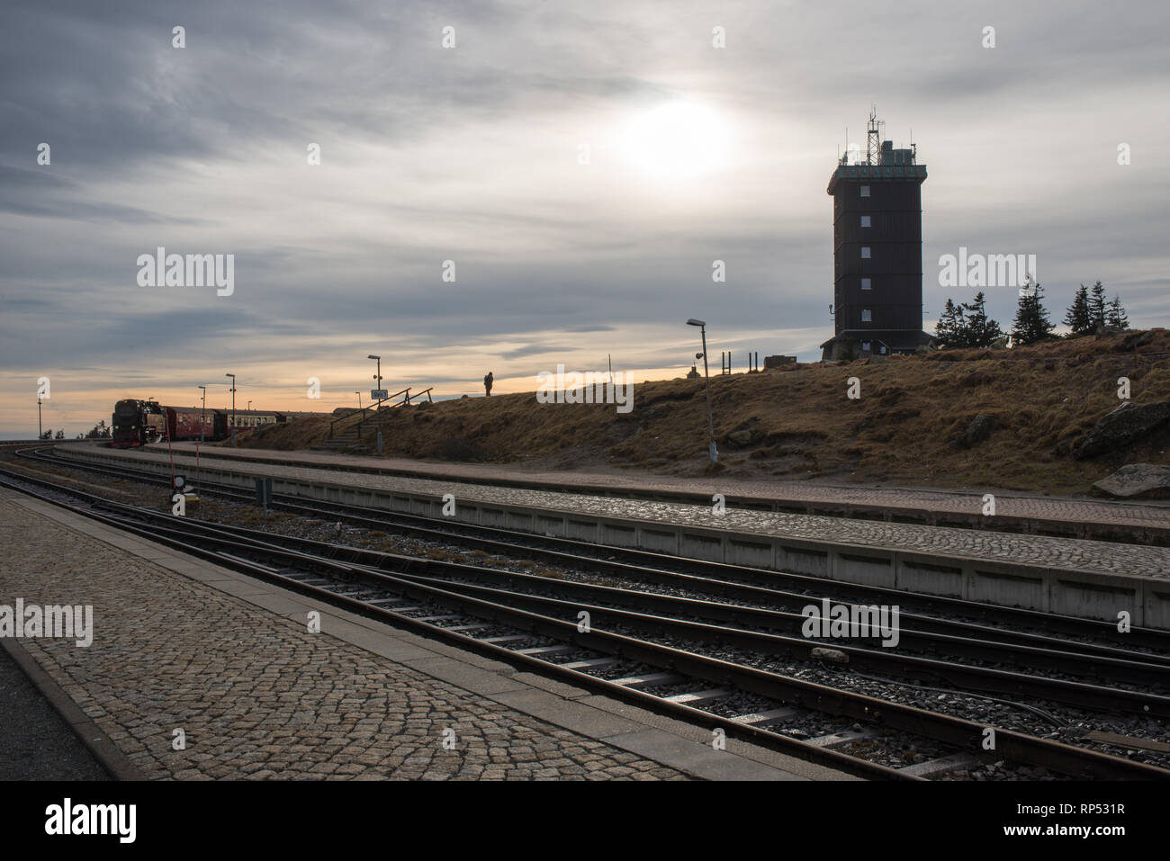Brocken Railway at the mountain stationin Harz, Germany Stock Photo