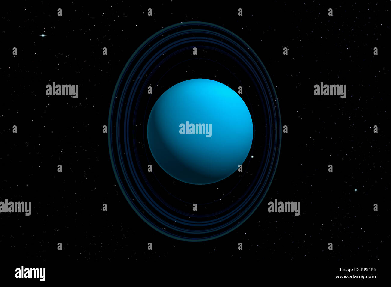 3d rendering of Uranus planet with its rings. Space illustration. Some elements furnished by NASA. Stock Photo