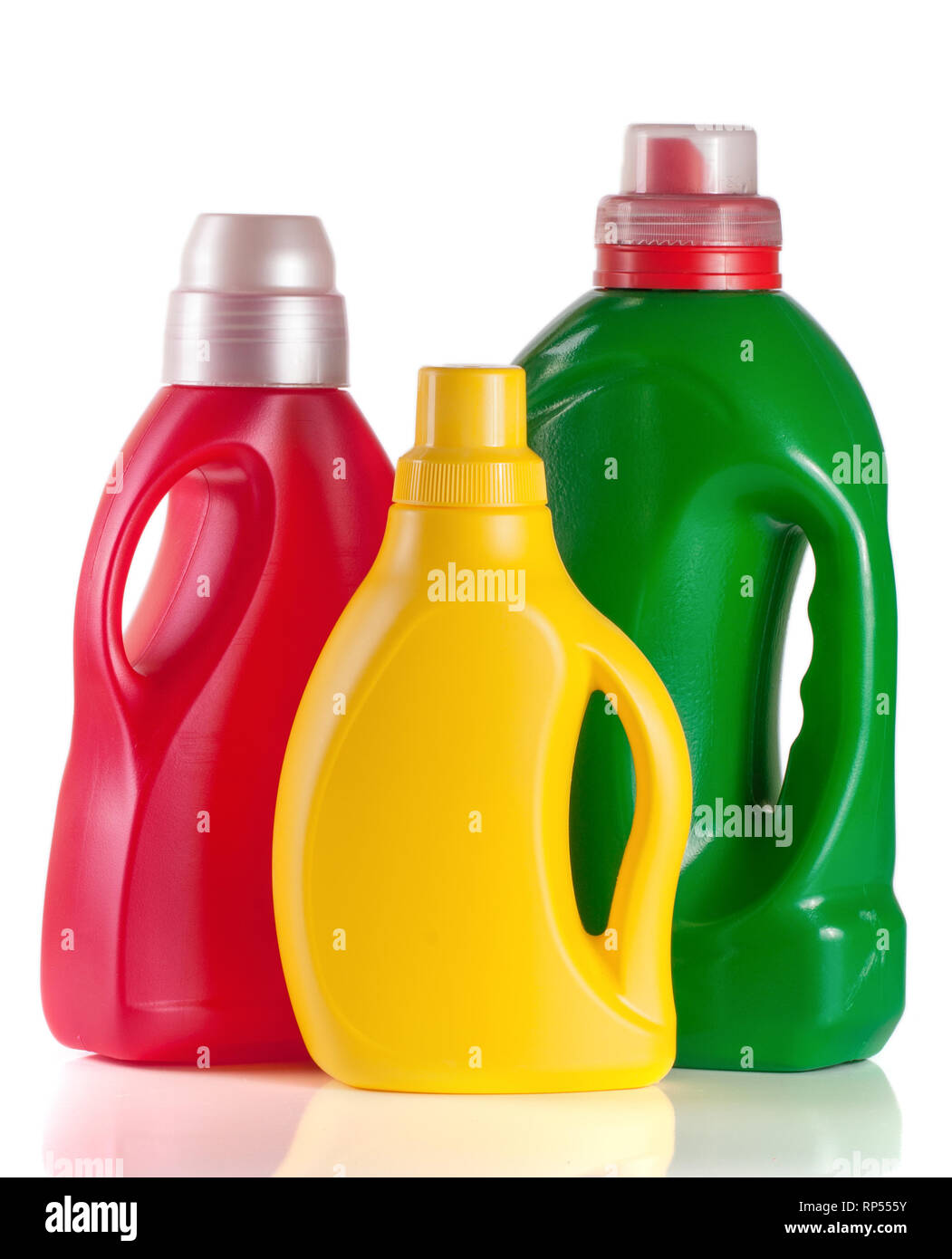 laundry detergent bottle with fabric softener isolated on white