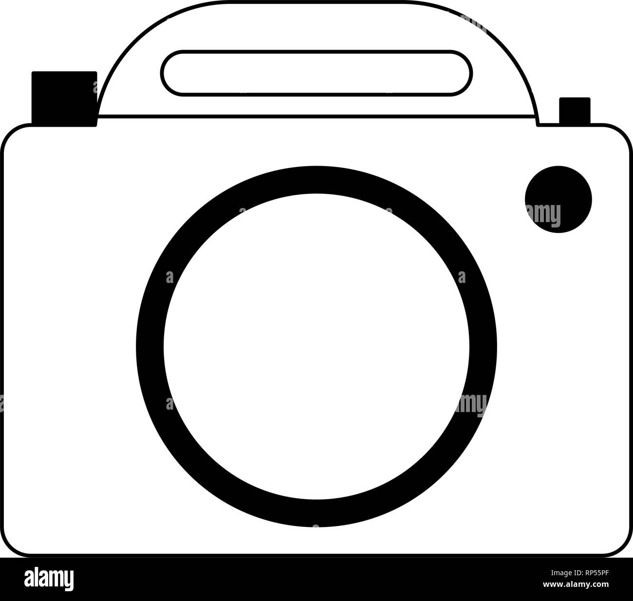 vintage photographic camera symbol in black and white Stock Vector ...