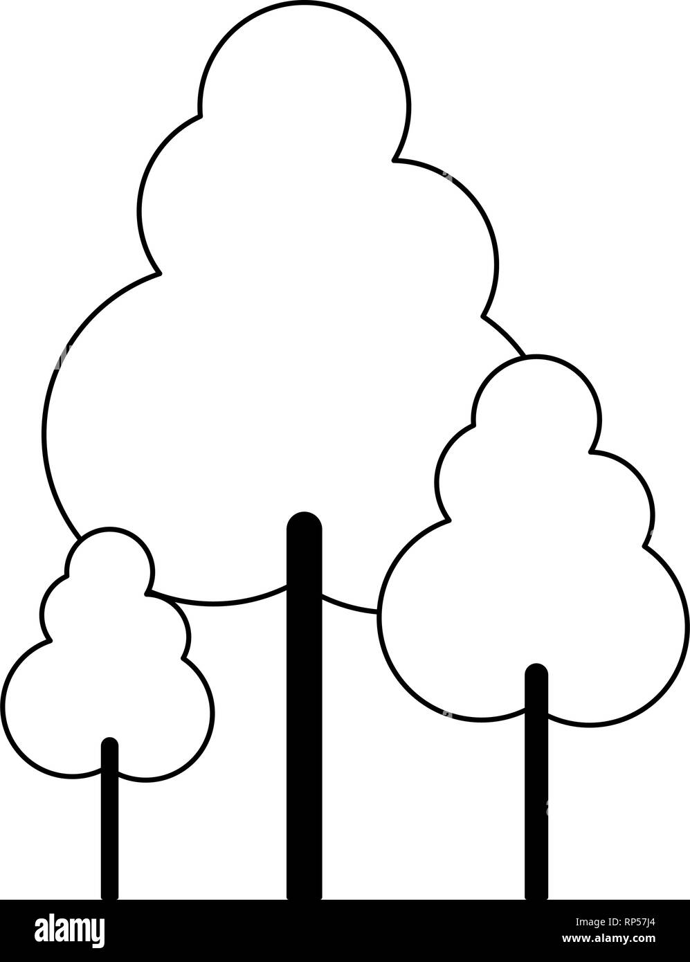 trees nature isolated in black and white Stock Vector Image & Art - Alamy
