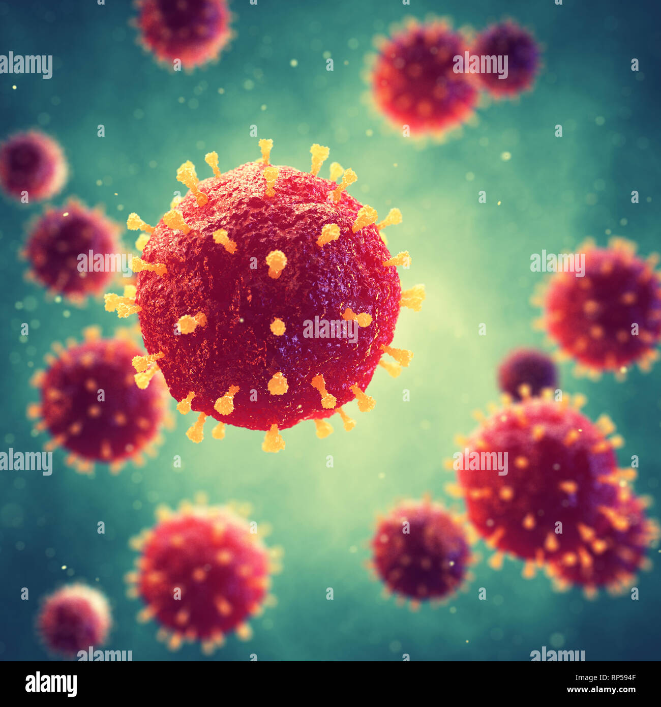 Pathogenic viruses causing infection in host organism, Viral disease outbreak Stock Photo