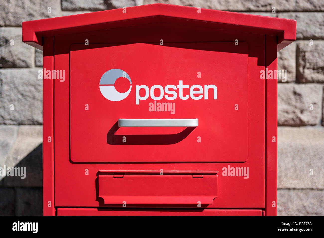 Posten Mailbox. Posten Norge is the Norwegian postal service. The company is owned by the Norwegian Ministry of Transport and Communications. Stock Photo
