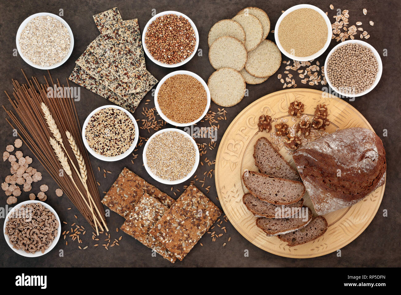 High fibre super food with whole wheat pasta, whole grain walnut and