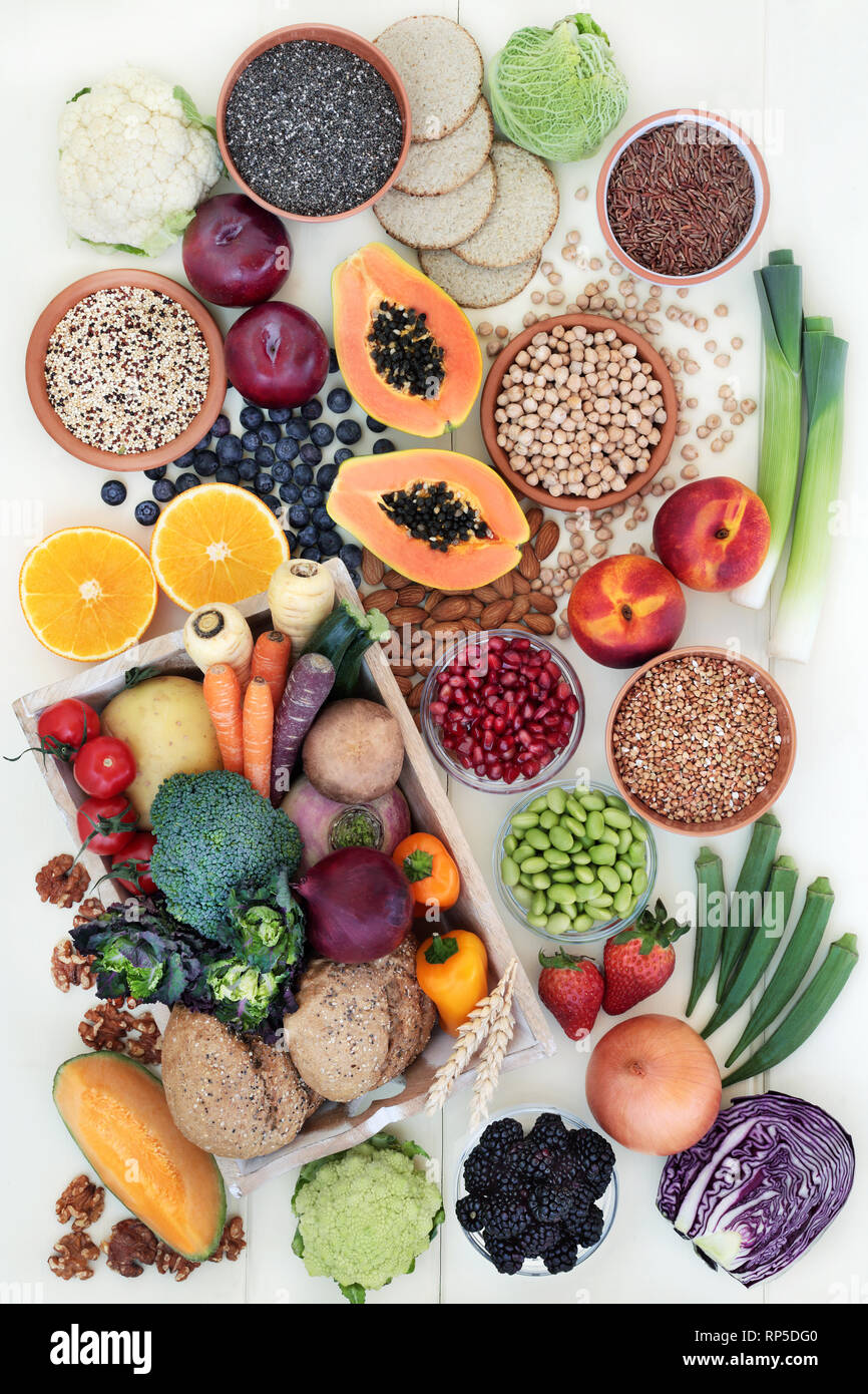 Fruit vegetables legumes whole grains hi-res stock photography and