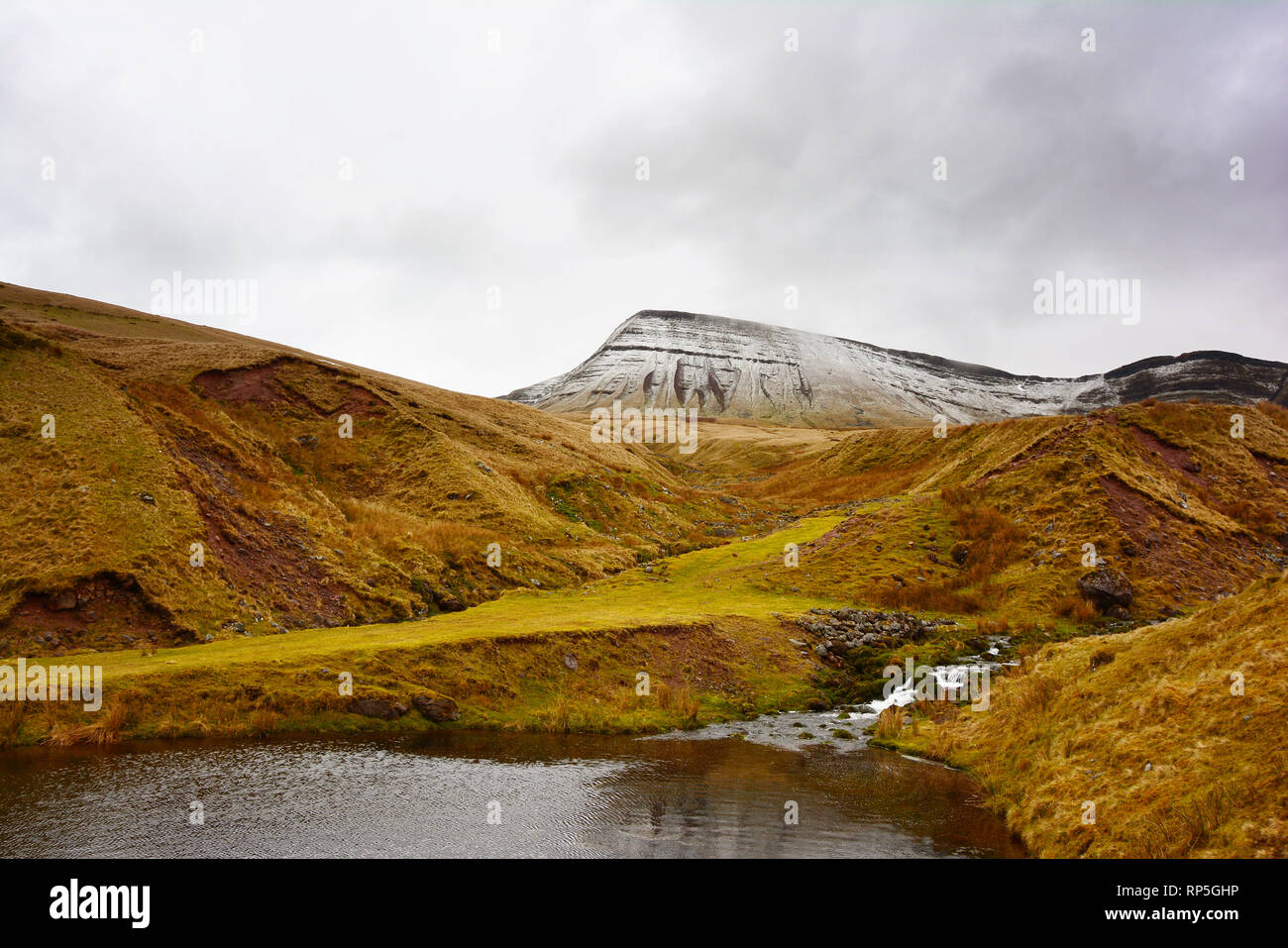 Picws Du covered in snow during winter, Brecon Beacons National Park, Wales Stock Photo