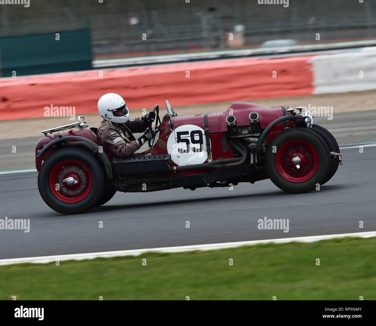 Richard Iliffe, Riley Elf, VSCC, Pomeroy Trophy, Silverstone, 16th February 2019, cars, competition, February, Fun, historic cars, iconic, motor sport Stock Photo