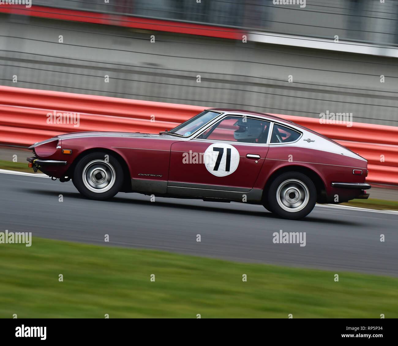 Paul Stafford, Datsun 240Z, VSCC, Pomeroy Trophy, Silverstone, 16th February 2019, cars, competition, February, Fun, historic cars, iconic, motor spor Stock Photo