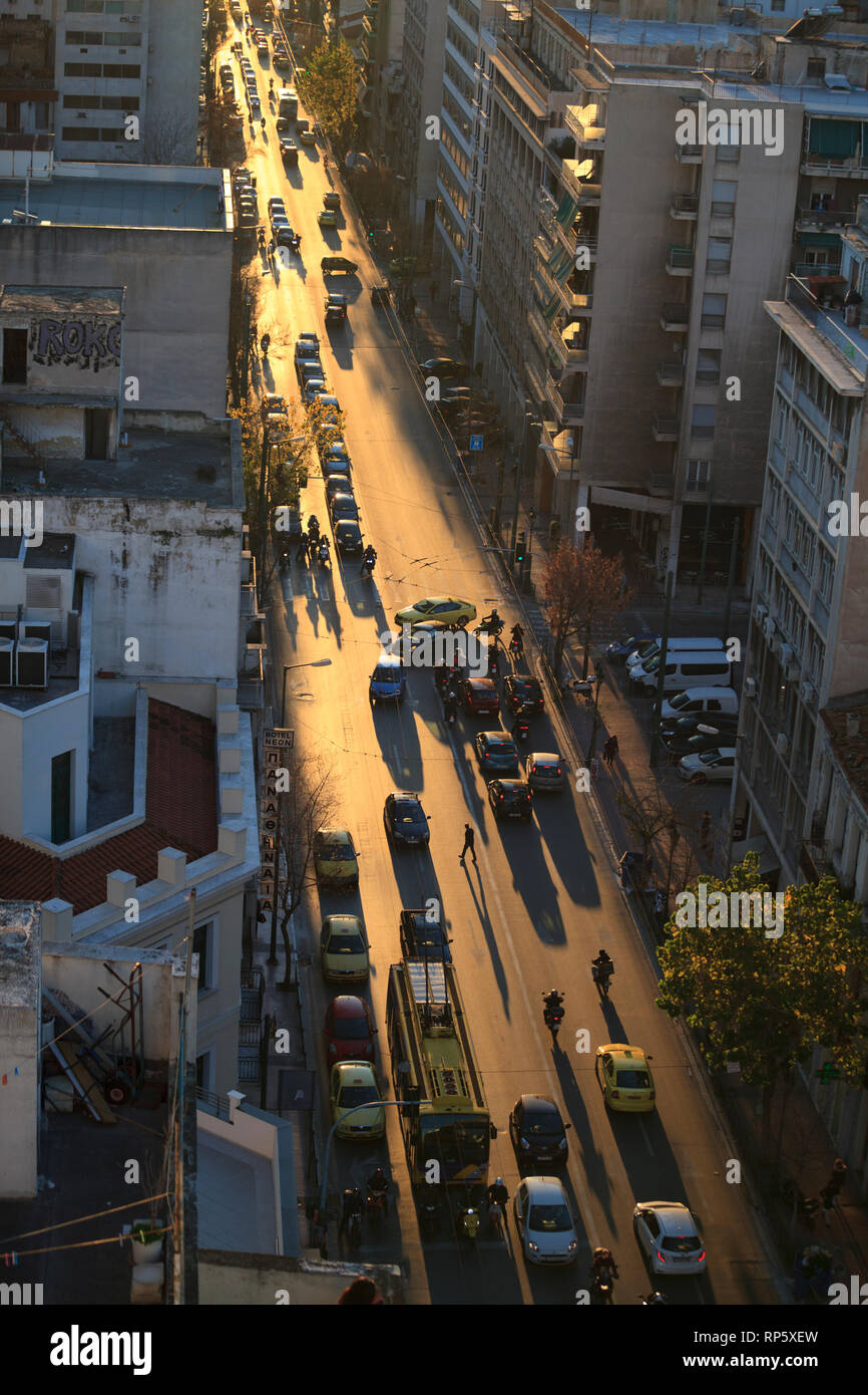 View of the street of Athens Stock Photo