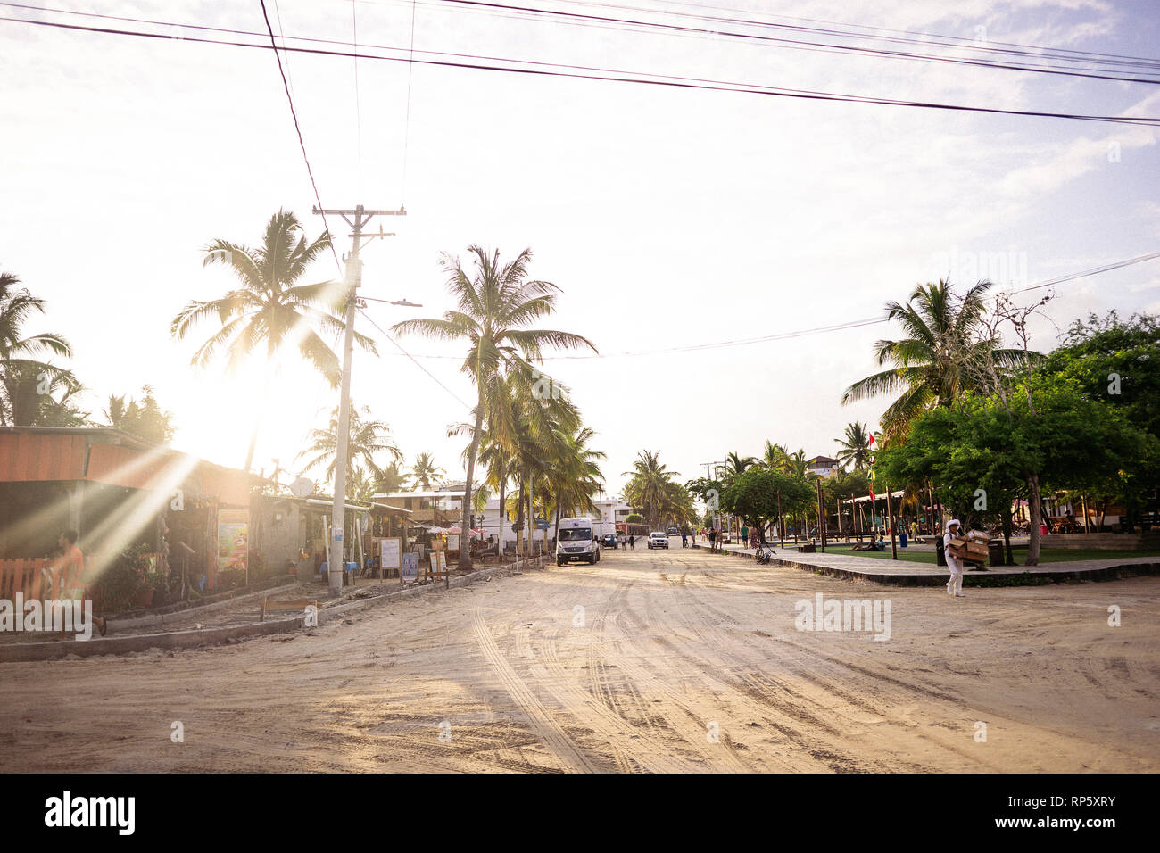 Island street life on Galapagos Isabela Stock Photo