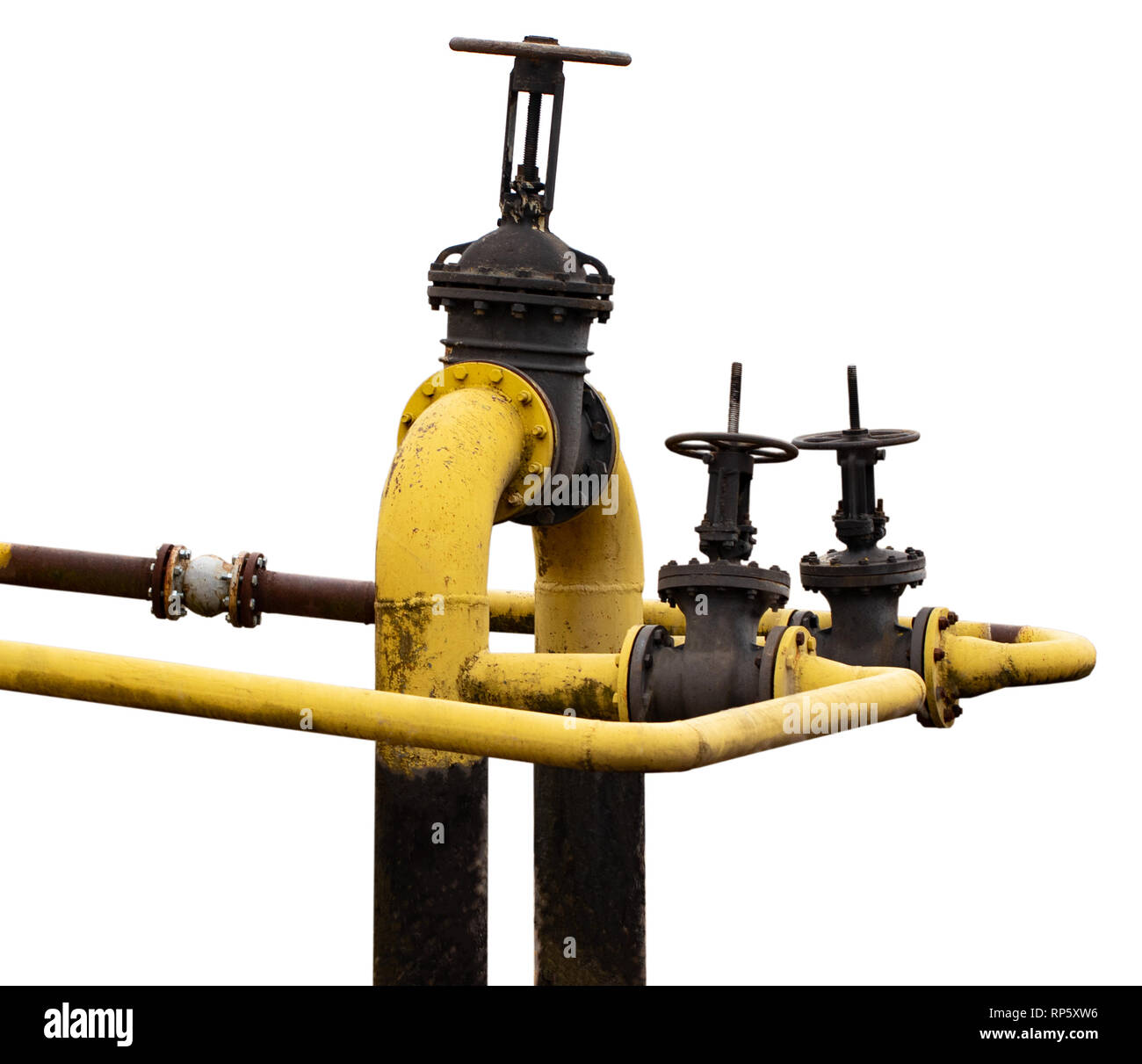 The gas pipe, yellow valve and yellow pipes Stock Photo Alamy
