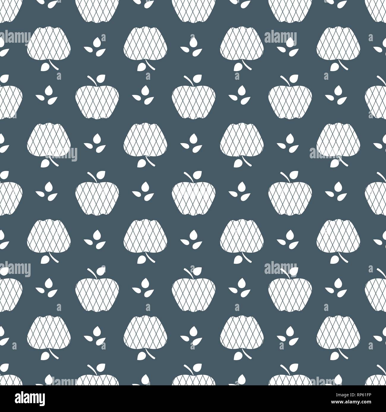 Seamless pattern with apples. Vector illustration with apple and leaf ...