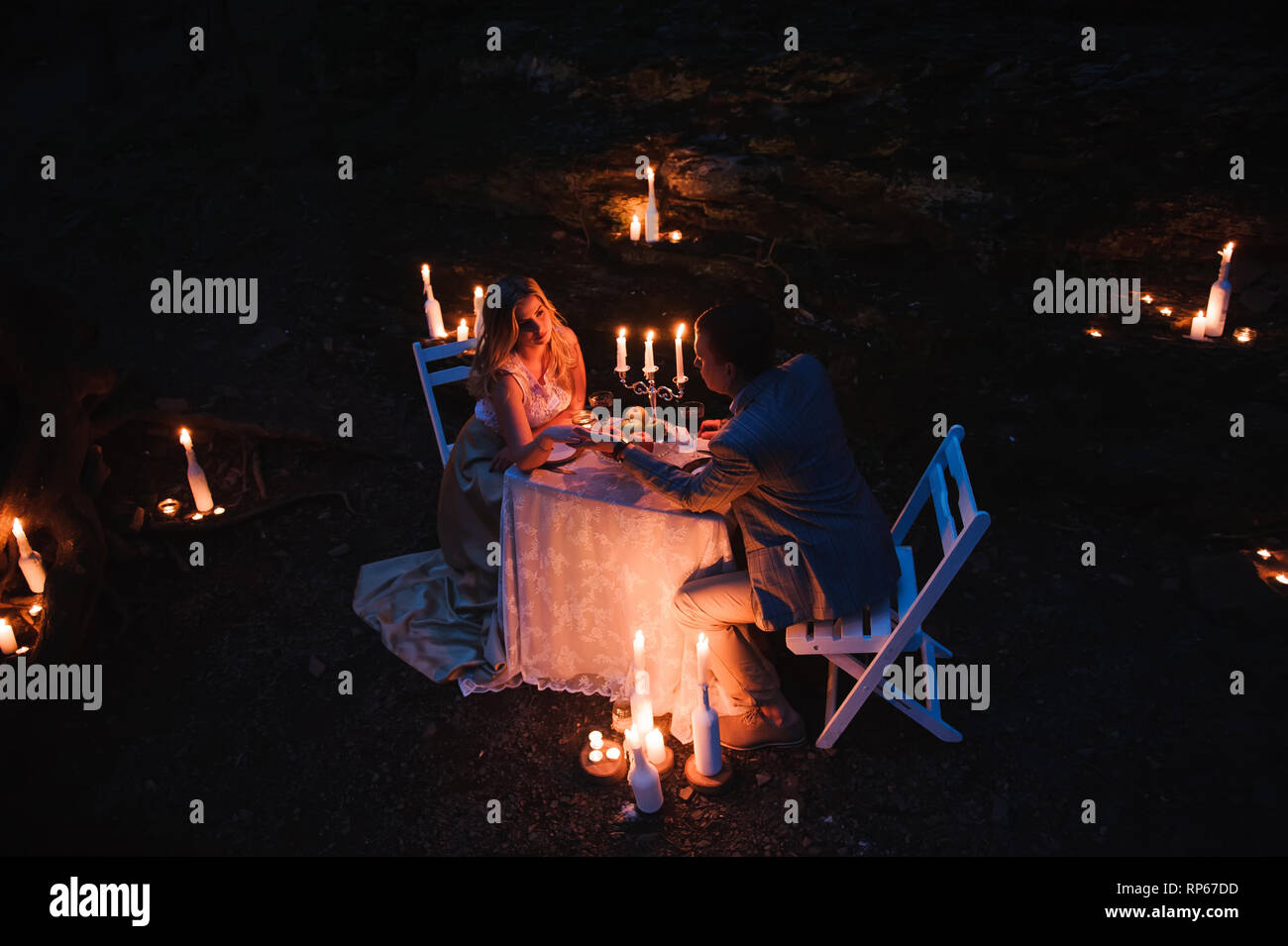 Candlelight Romantic Couple Stock Photos & Candlelight Romantic Couple